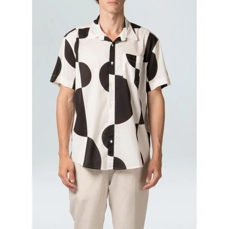 Camisa semicirculo mc - off white - G