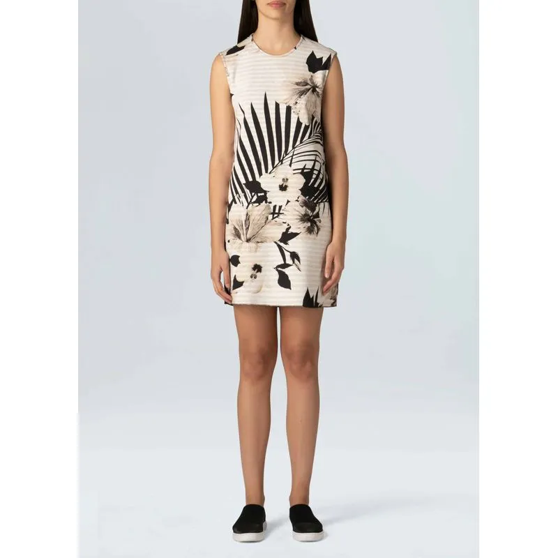 Vestido double hibisco e listra pb - preto - G