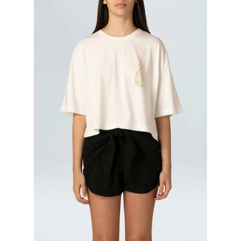T-shirt cropped abacaxi gold - off white - G