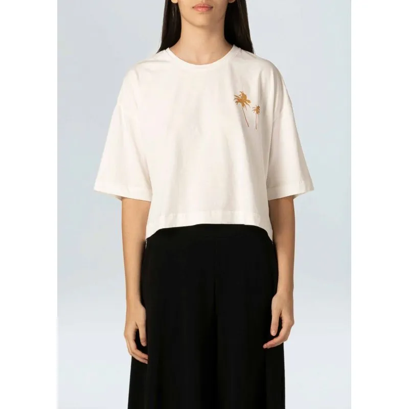 T-shirt cropped coqueiro gold - off white - P
