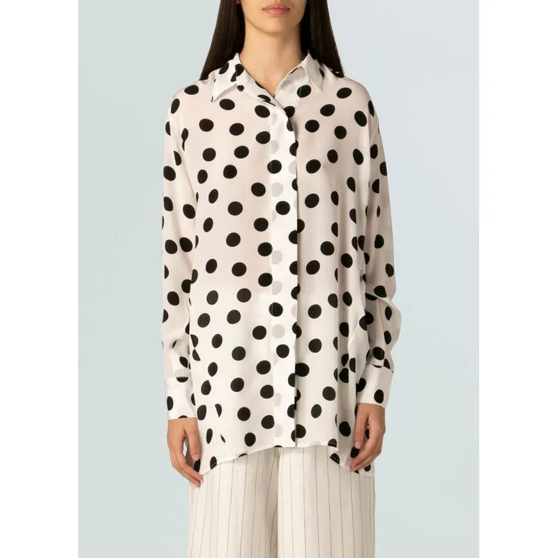 Camisa seda bolas over - off white - P