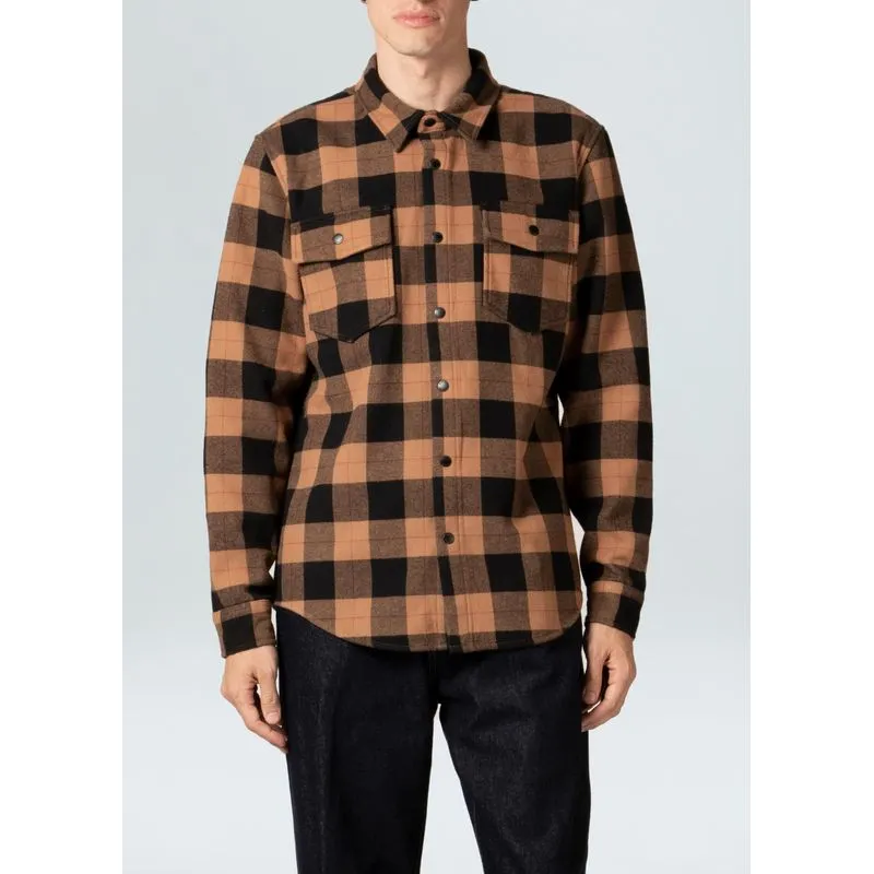 Mens new plaid shirt jacket - preto - M
