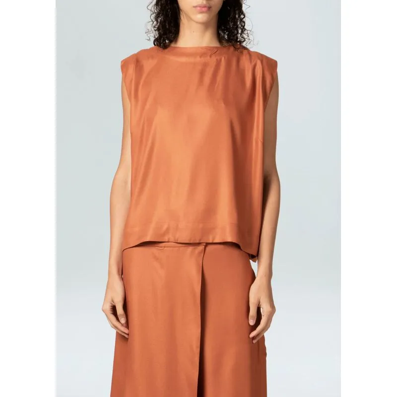 Blusa amarração palha - marrom - G