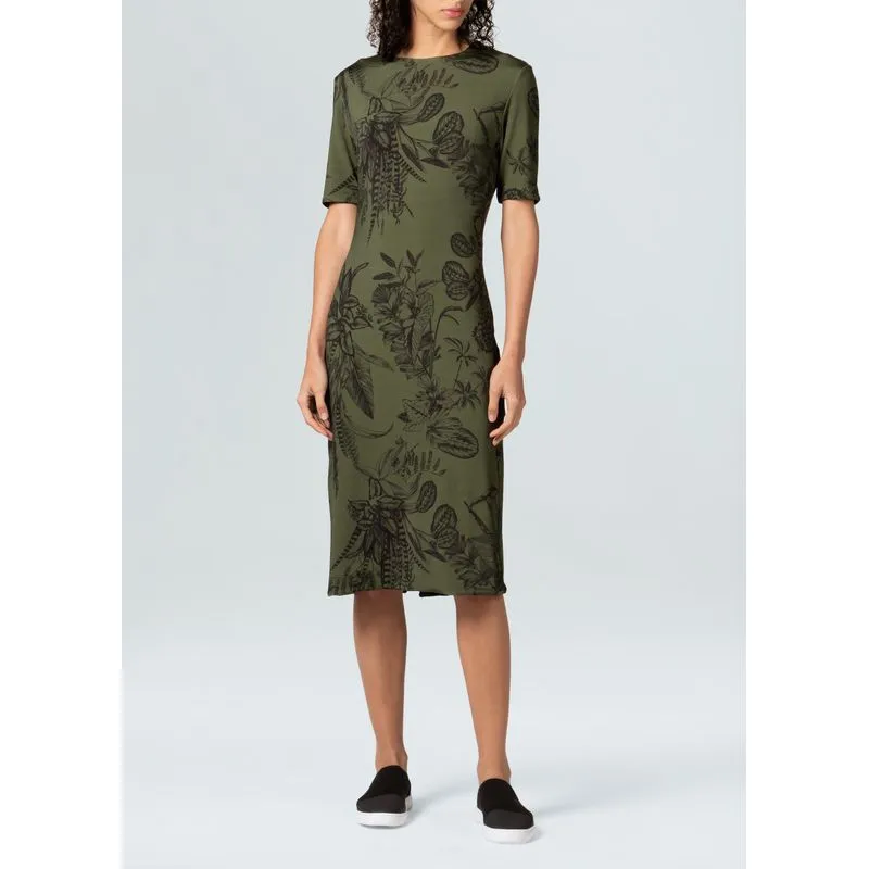 Vestido double toile leaf - verde - P