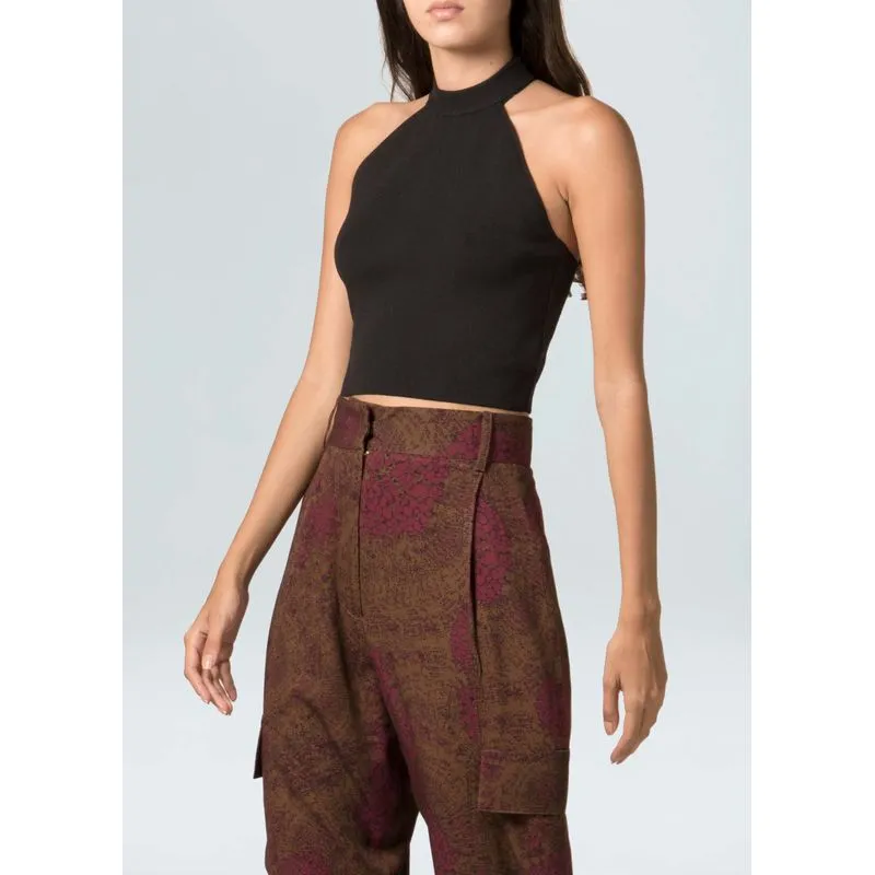 Top frente única tricot canelado Top frente unica tricot canelado - preto - M