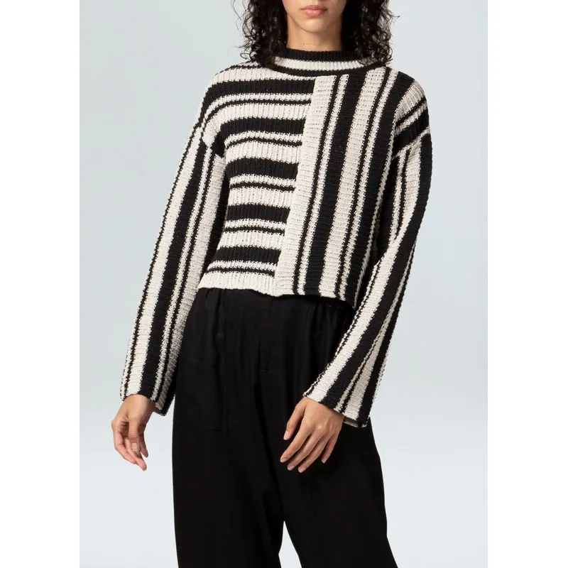 Blusa tricot listras e Blusa fem ml tricot listras e - verde - M