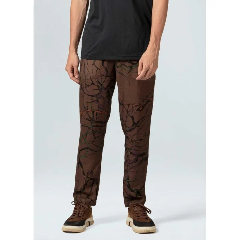 Calça tangle fluid linen - marrom - 36