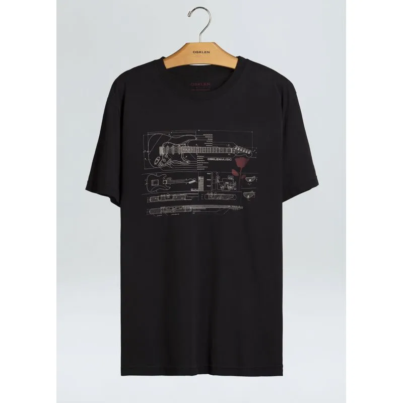 T-shirt vintage guitar draw - preto - G