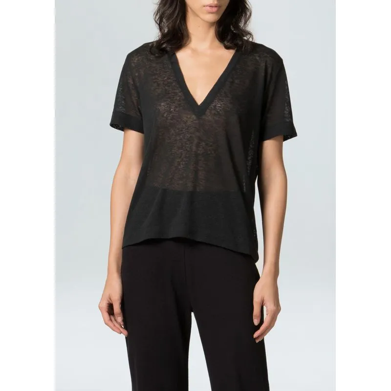 Blusa decote v Blusa mc decote v - preto - M