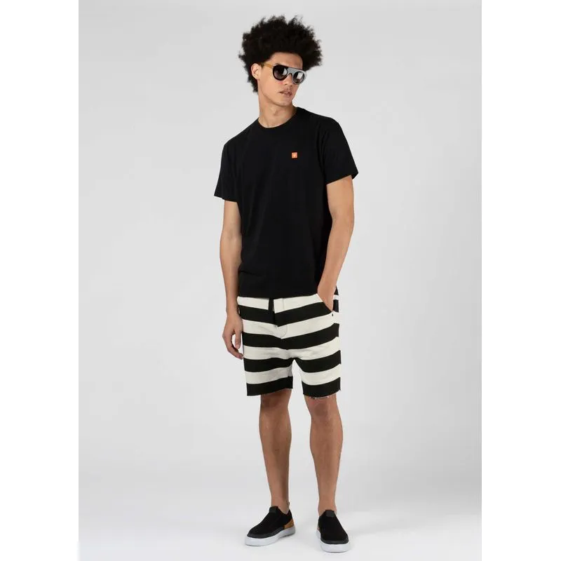 Bermuda casual listrada moletom Bermuda casual masc listrada moletom - off white - M