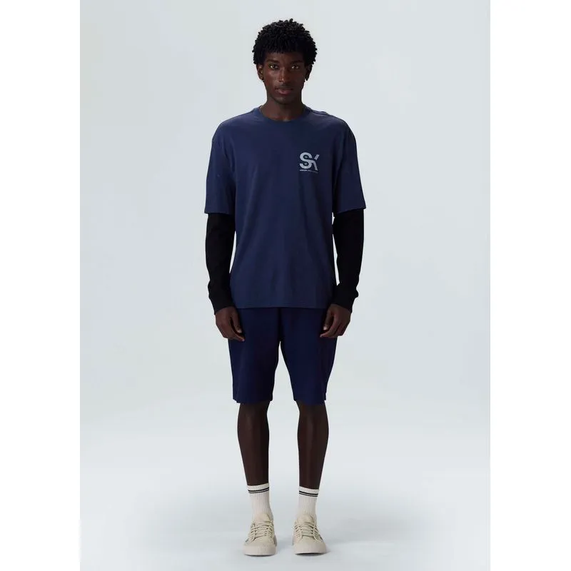 Bermuda alfaiataria basic linen - azul marinho - 46