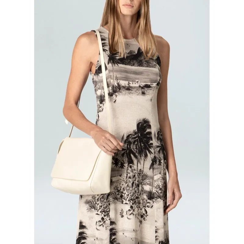 Leather crossbody e-basics bag - off white - UN