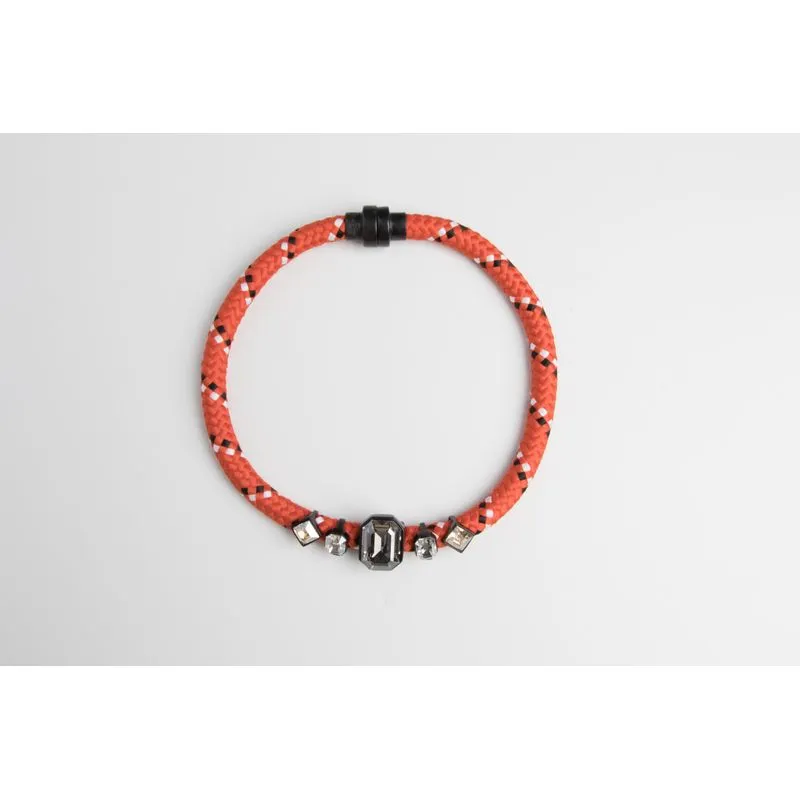 Colar corda mix pedras - laranja - UN