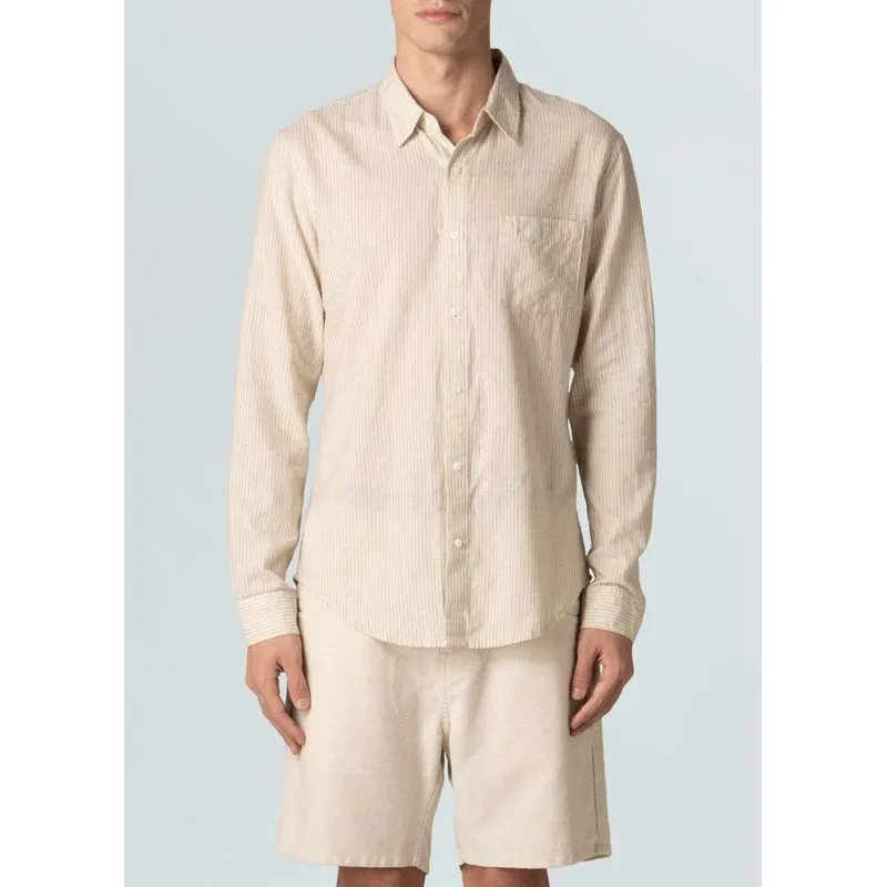 Camisa cotton linen pinstripe ml - natural - P