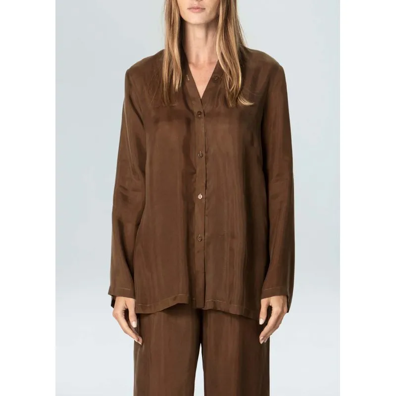 Camisa placket cupro Camisa ml placket cupro - bege - P