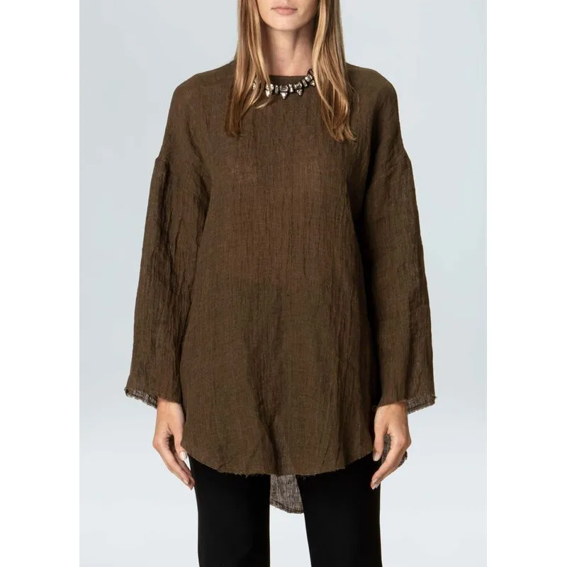 Blusa light linen Blusa ml light linen - verde forest - G