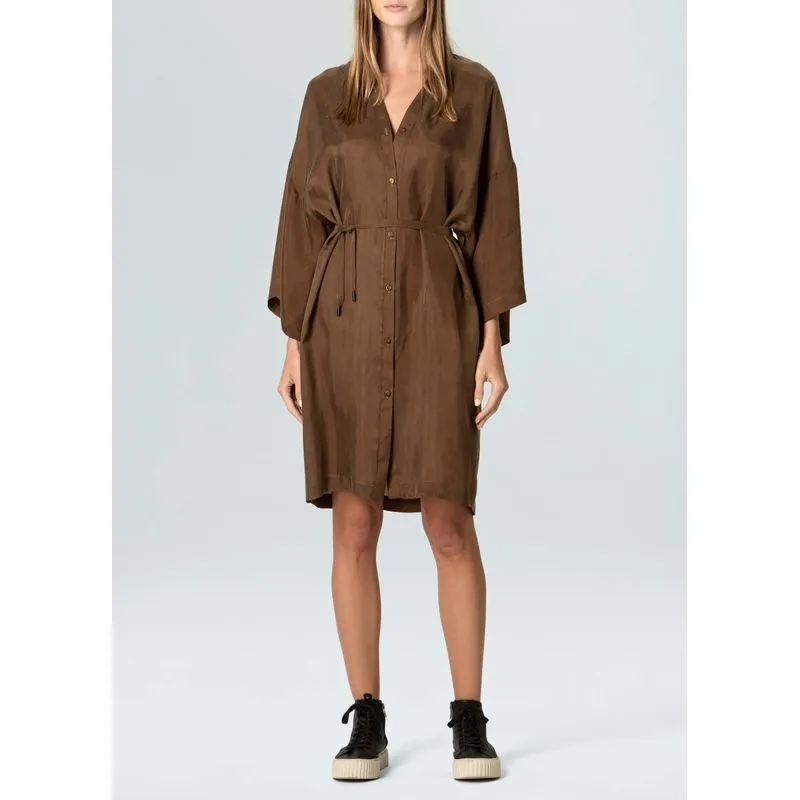 Vestido wrap cupro - bege - P