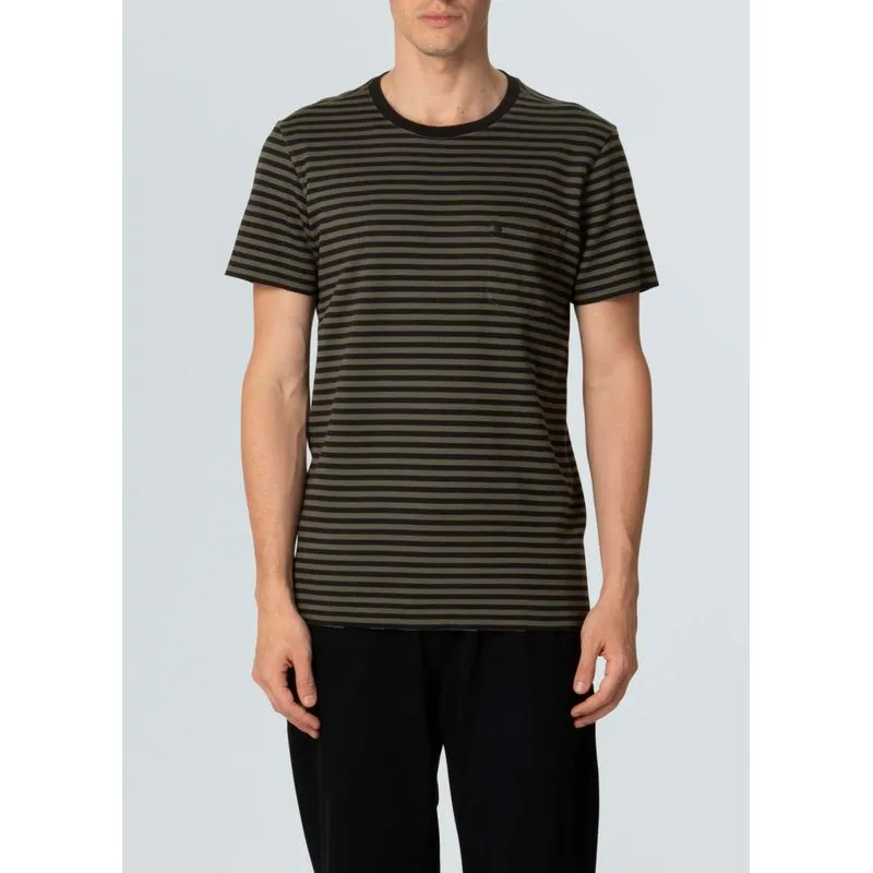 T-shirt double pocket stripes rose - preto - G
