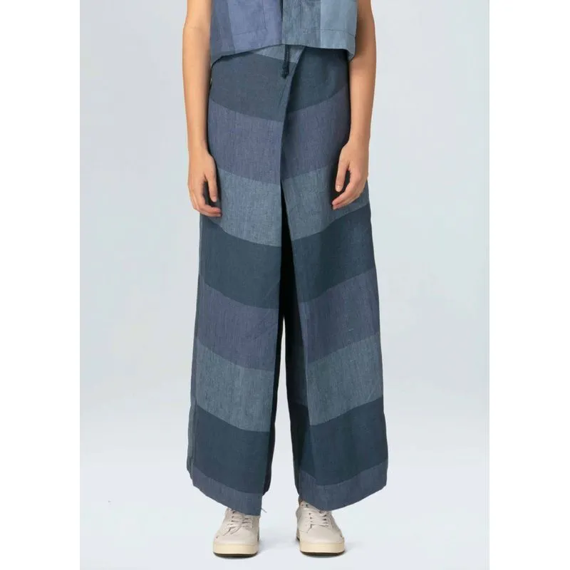 Calça over linen vichy Calca over linen vichy - azul - G