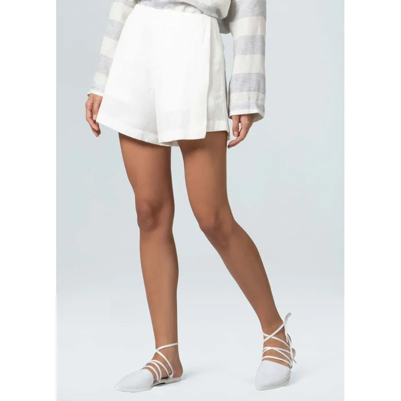 Short prega linen - branco - 38