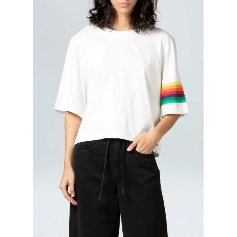 Blusa cropped color stripes - off white - M