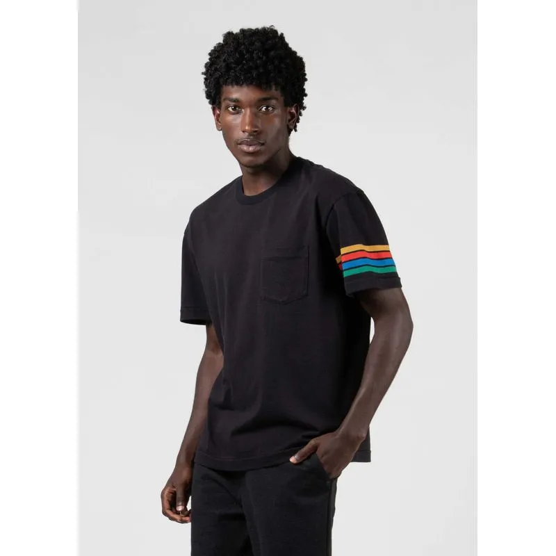 T-shirt over local stripes - preto - GG