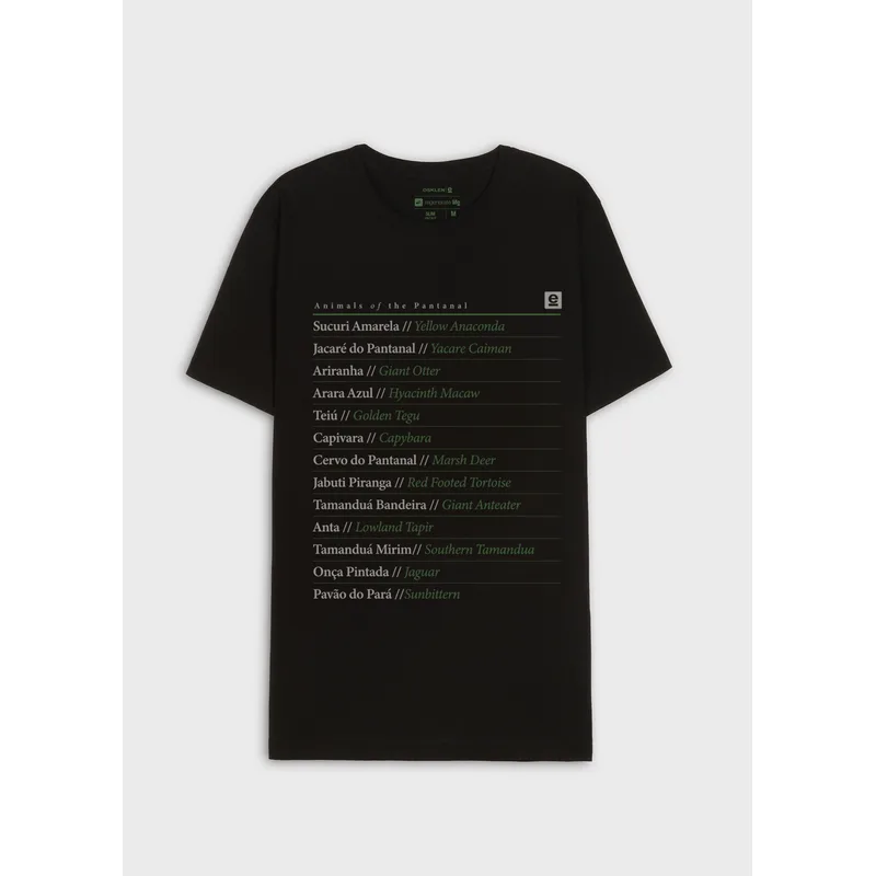 T-shirt organic rough pantanal anim - preto - PP