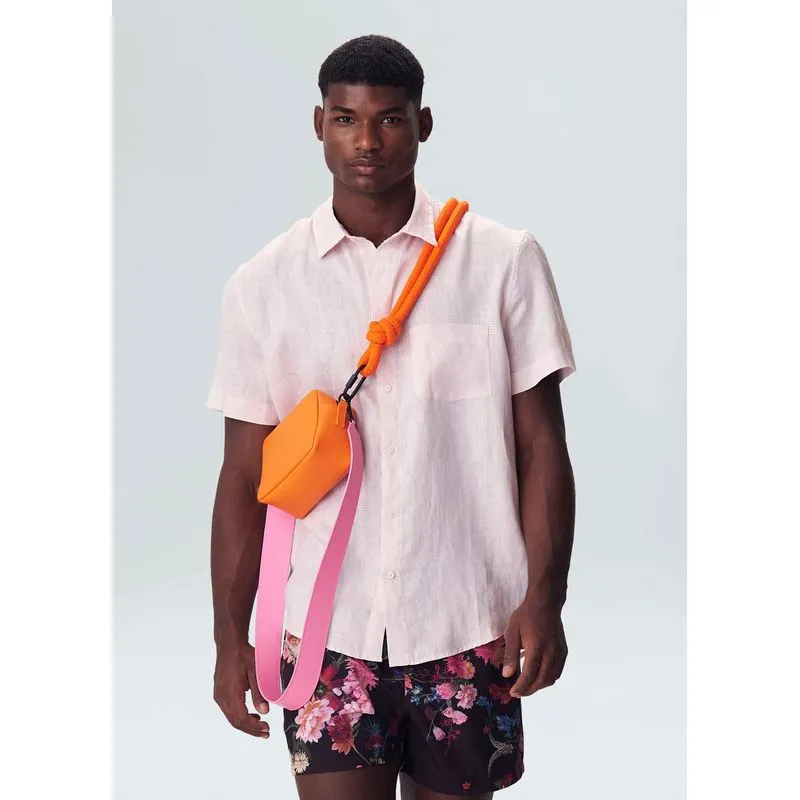 Camisa classic linen mc - rosa - GG
