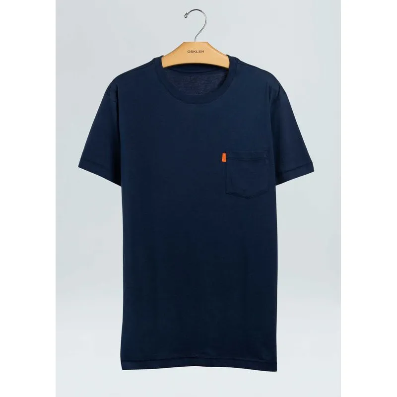 T-shirt washed pocket spot mc - azul marinho - M