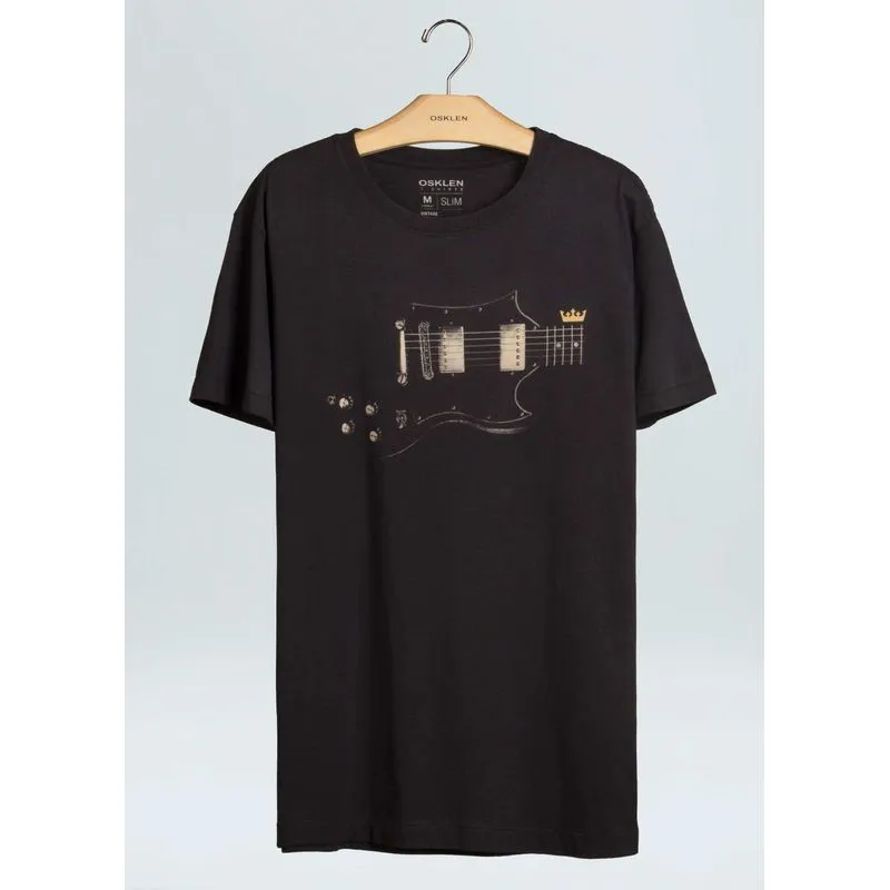 T-shirt vintage guitar - preto - G