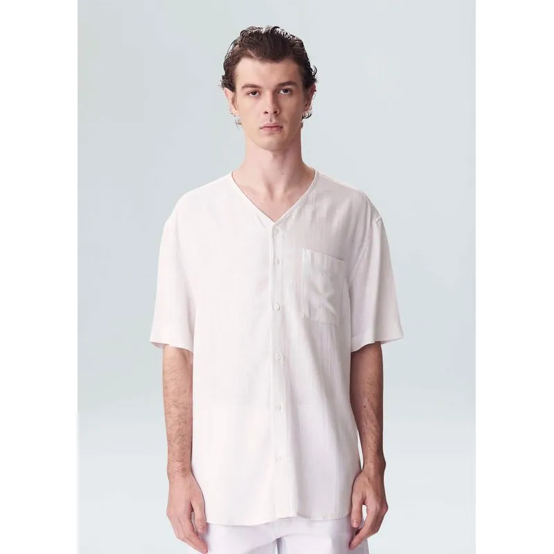 Camisa v neck e mc - branco - M