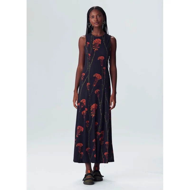 Vestido longo crista - preto - P