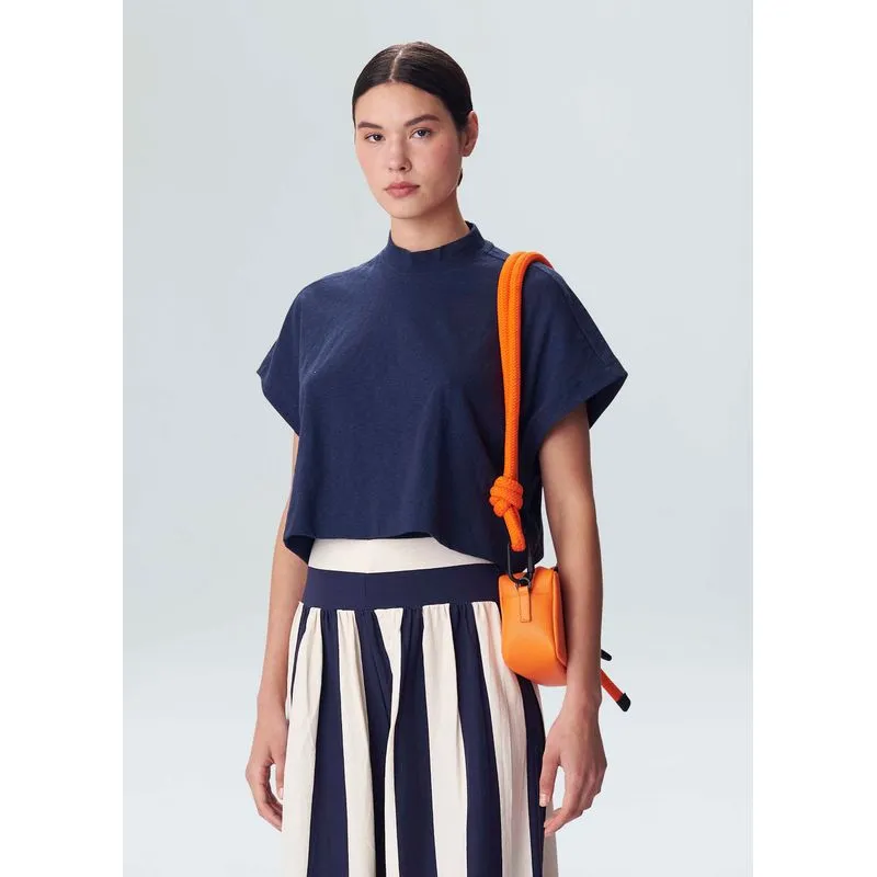 Sleeveless cropped node - azul marinho - M