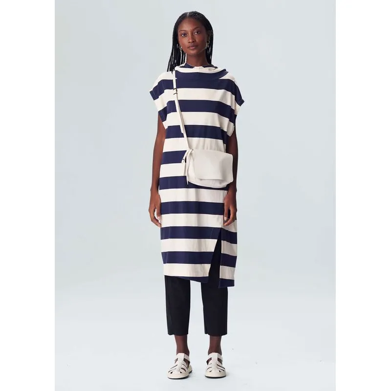 Vestido midi blossom stripes - azul - G