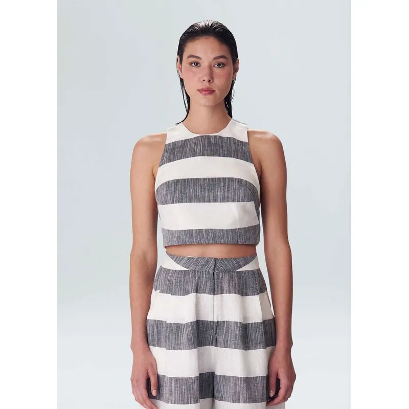 Top fio tinto pb - preto e branco - P