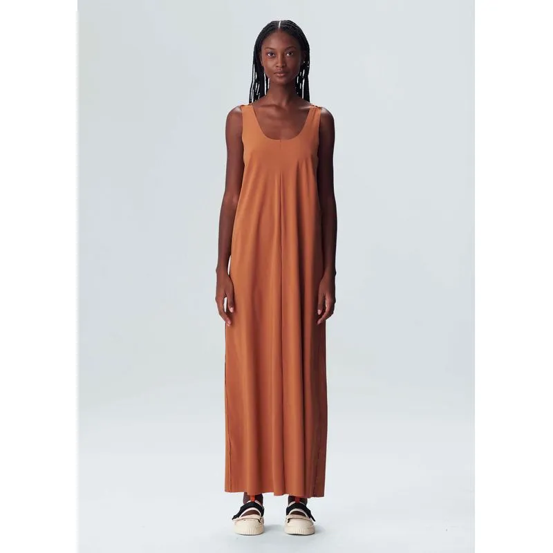 Vestido superlight longo - marrom - P