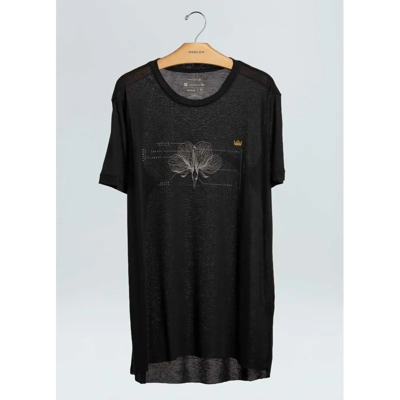 T-shirt light linen flower parts - preto - GG