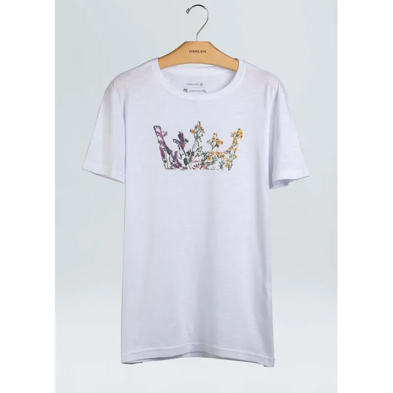 T-shirt organic rough flower crown - branco - GG