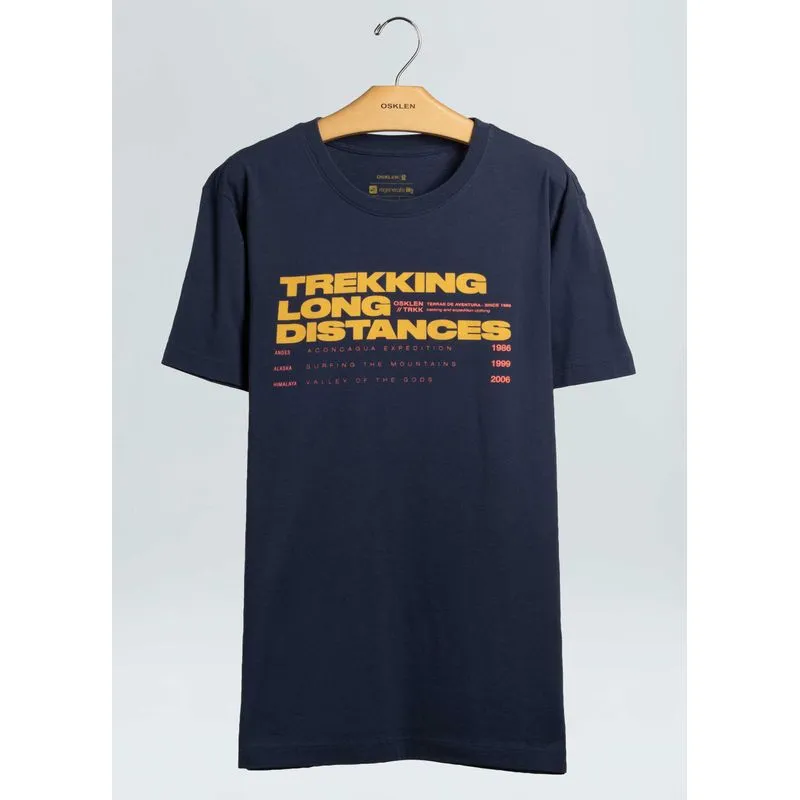 T-shirt vintage long distances - azul marinho - M