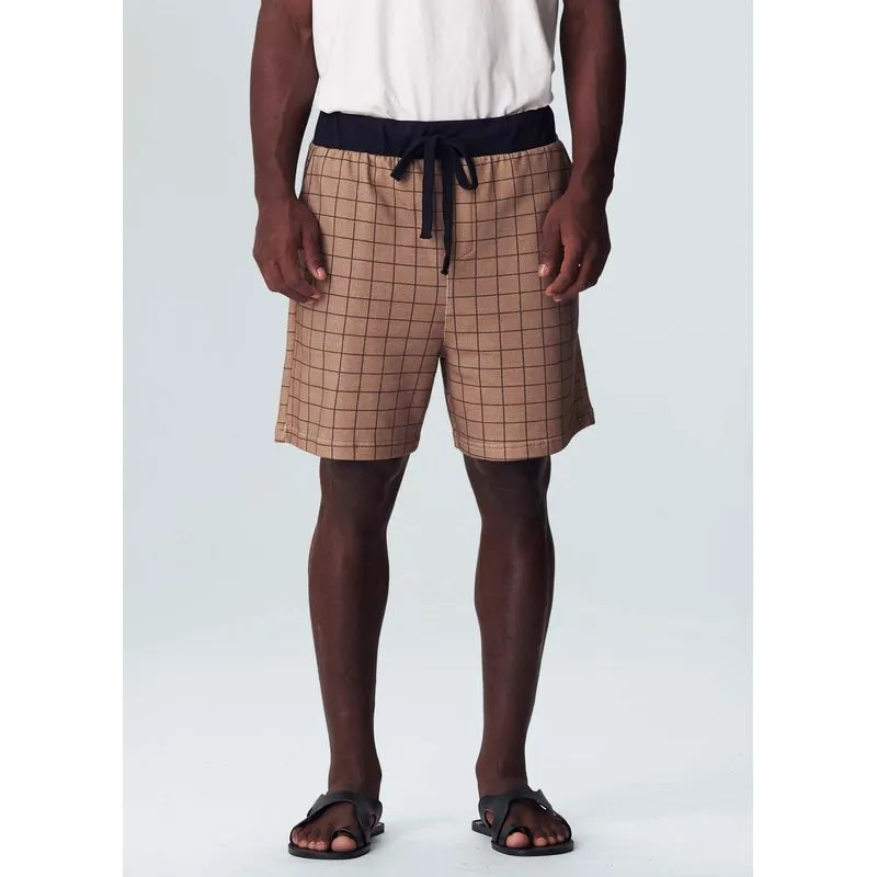 Bermuda moletom grid - bege - G