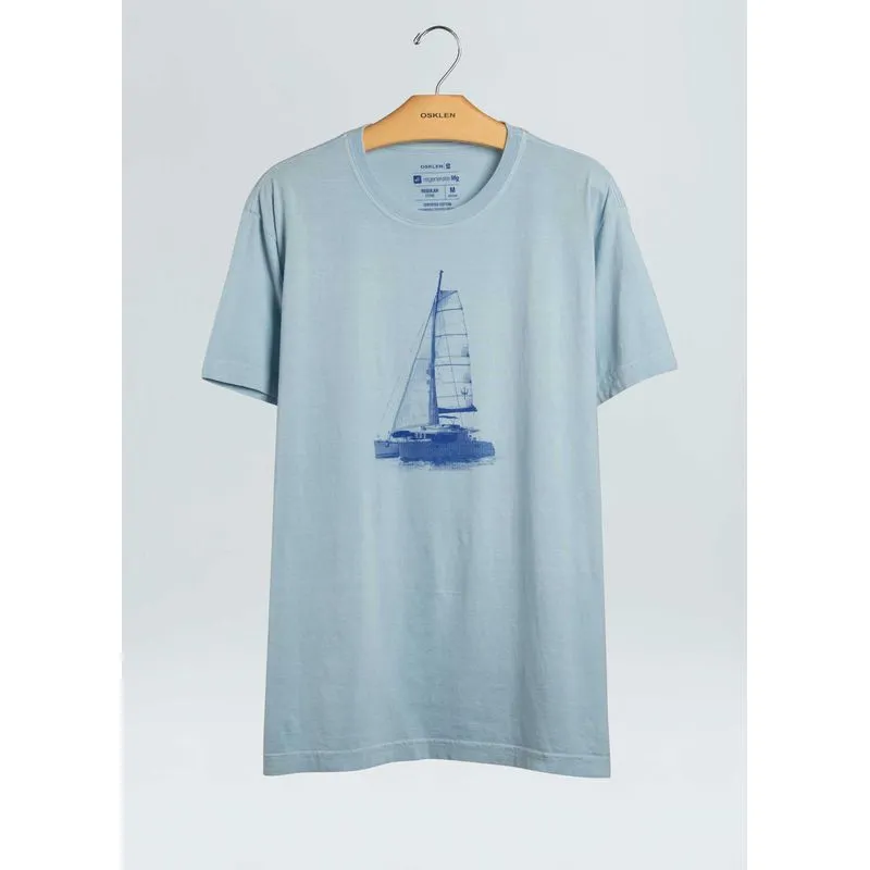 T-shirt stone veleiro - azul - M