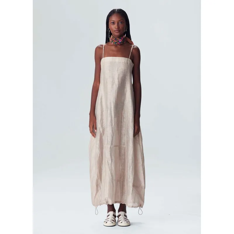 Vestido regulagem linen - natural - P