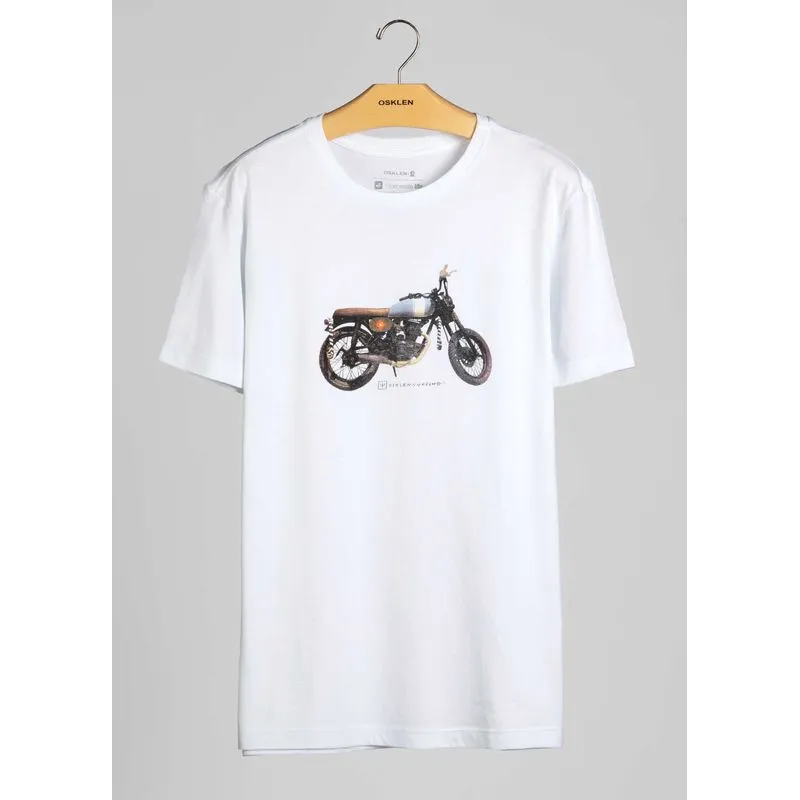 T-shirt stone motorcycle - branco - M