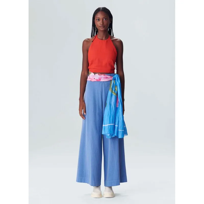 Calça loose celeste Calca fem loose celeste - azul - M