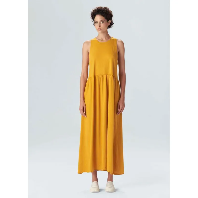 Vestido midi sleeveless franzido - laranja - P