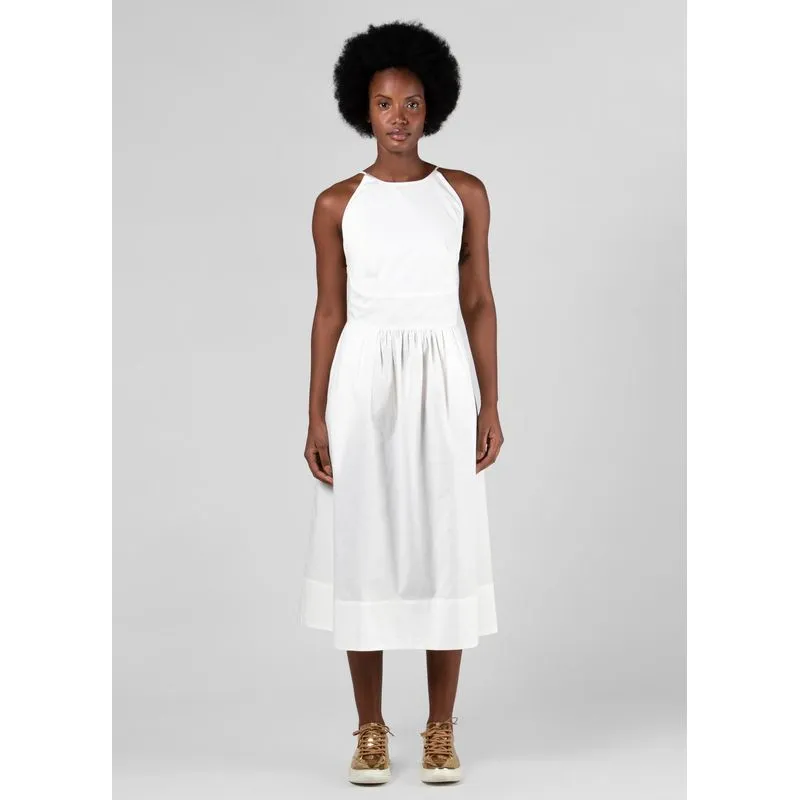 Vestido midi tricoline branco - branco - M