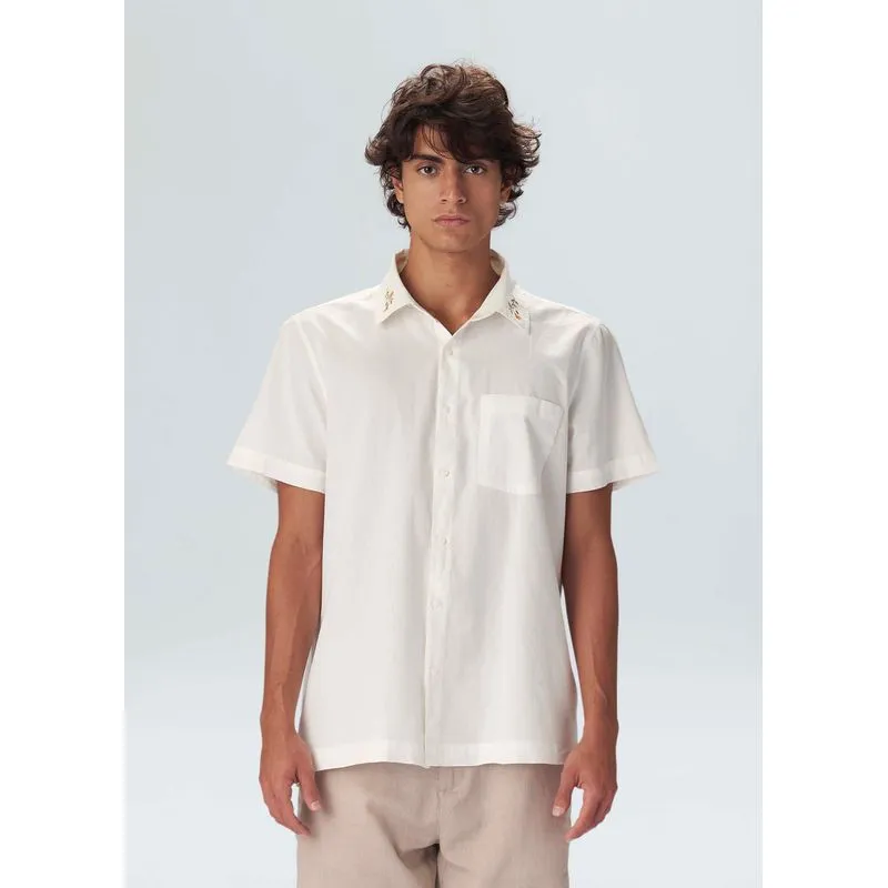 Camisa stamped collar mc - off white - GG