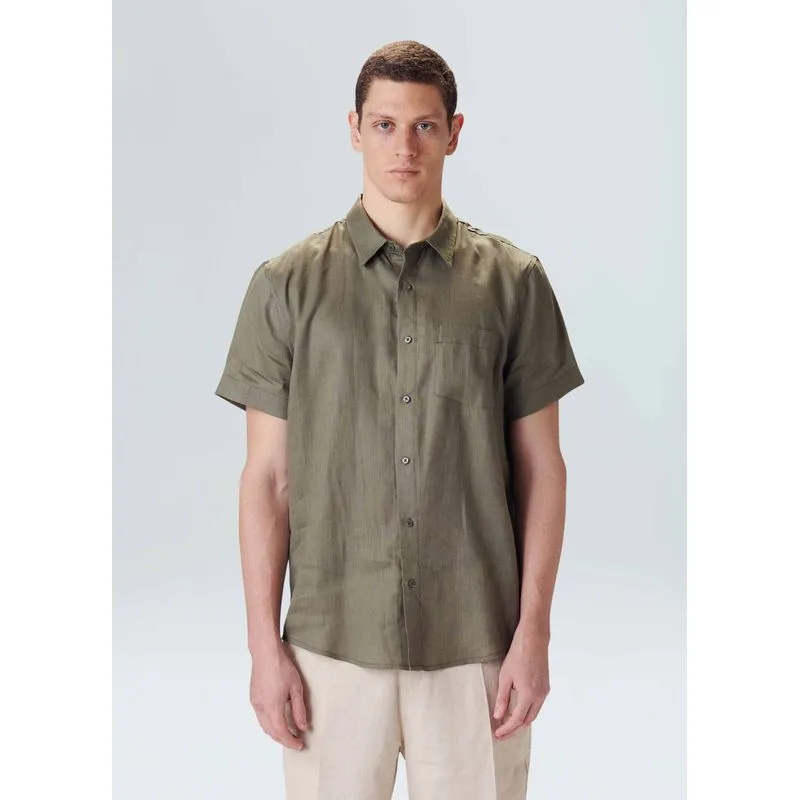 Camisa classic linen mc - verde forest - M