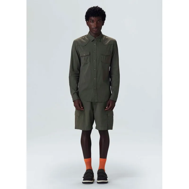 Bermuda cargo cotton linen new - verde forest - 40