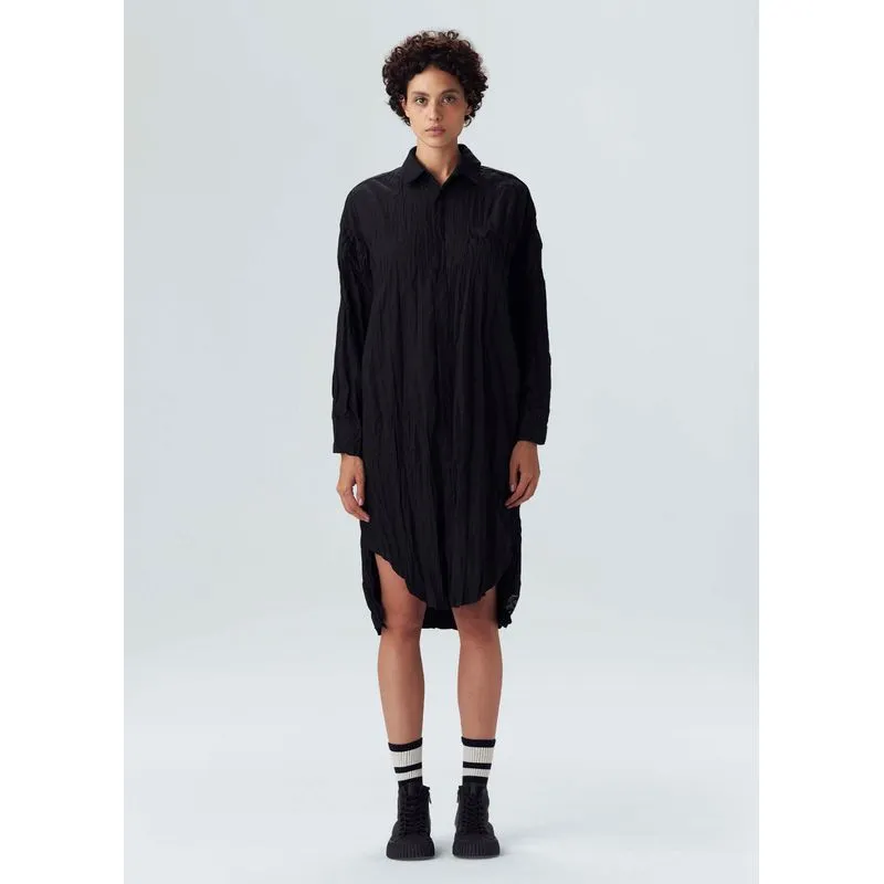 Chemise tricoline pleat midi - preto - P